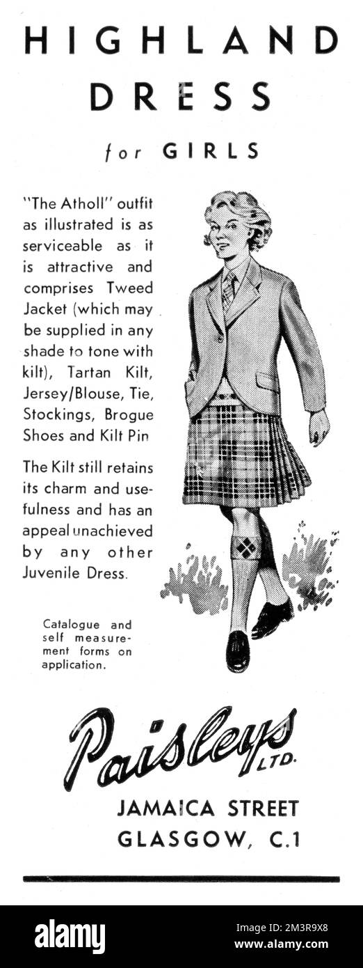 Highland Dress for Girls - pubblicità, 1956 Foto Stock