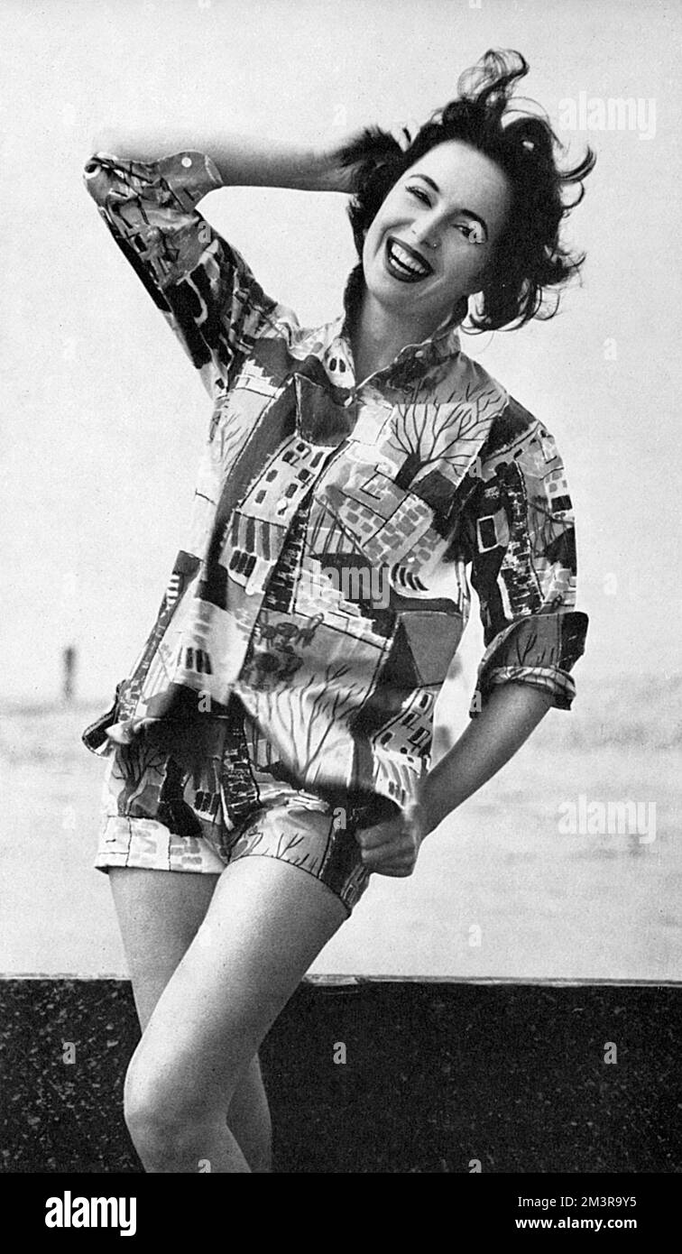 Shorts e camicia coordinati stampati, 1956 Foto Stock