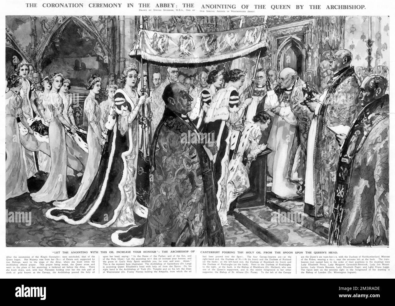 Incoronazione 1937, unzione della Regina da parte dell'Arcivescovo Foto Stock