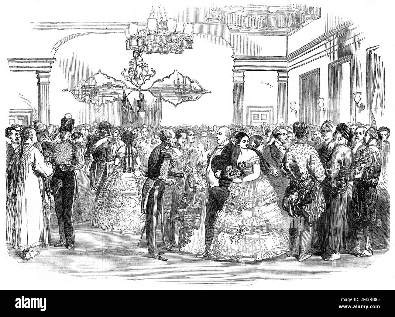 Una palla a Singapore, in occasione dell'anniversario dell'insediamento, è data dal governatore, il colonnello William Butterworth, 1854. Data: 1854 Foto Stock