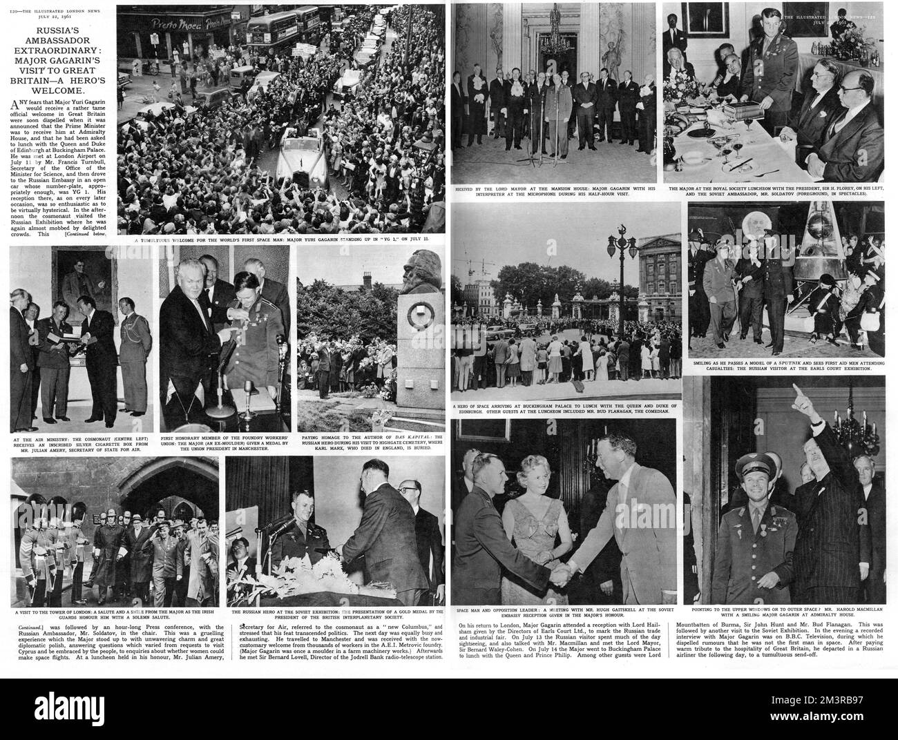 Illustrated London News Spread - visita di Yuri Gagarin nel Regno Unito Foto Stock