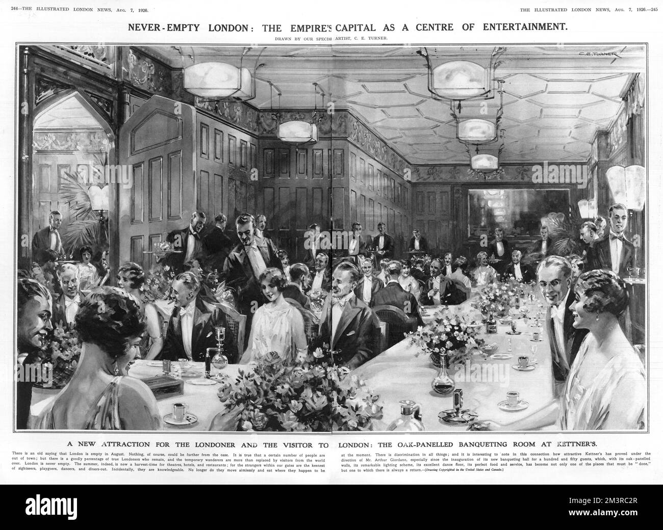 La sala banchetti con pannelli di quercia del Kettner's Foto Stock