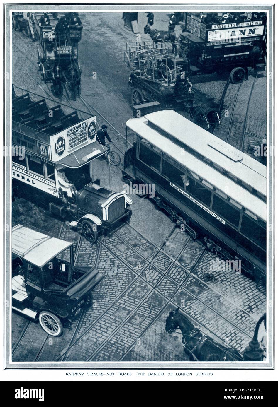 Pericolo delle strade di Londra 1912 Foto Stock