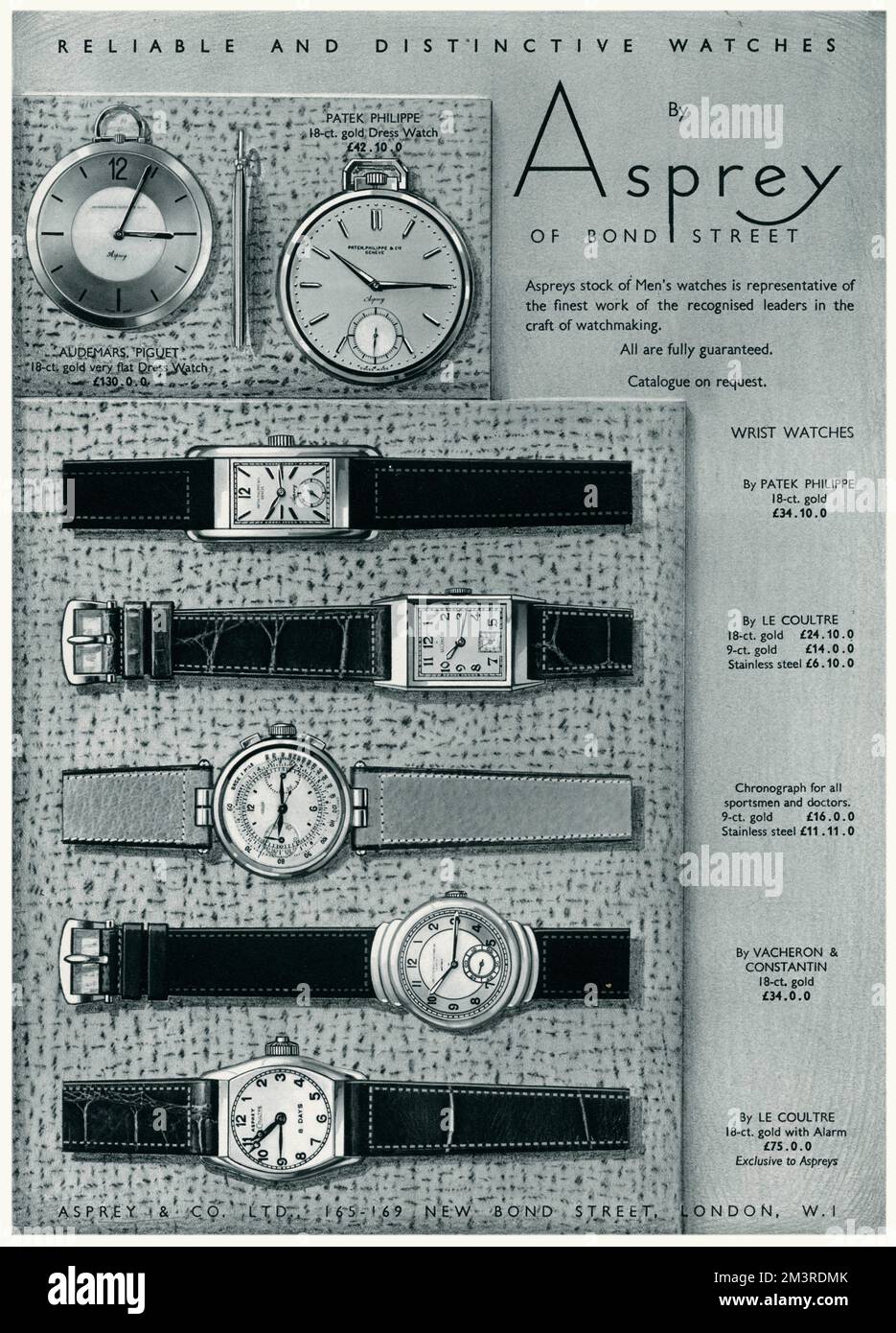 Aspreys stock di orologi da uomo è rappresentativo del miglior lavoro dei leader riconosciuti nel mestiere di orologeria. Data: 1938 Foto Stock