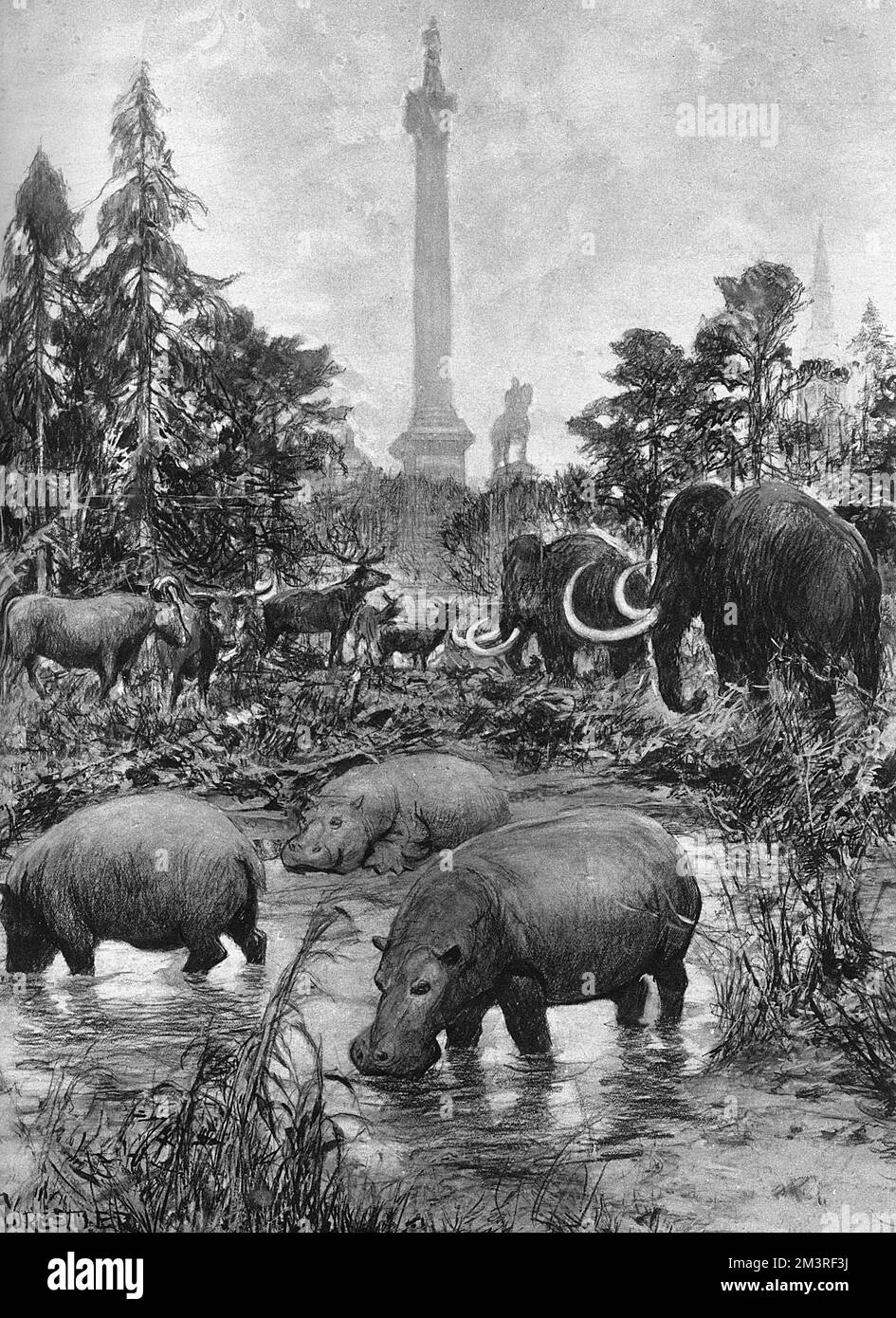 Trafalgar Square nell'era glaciale Foto Stock