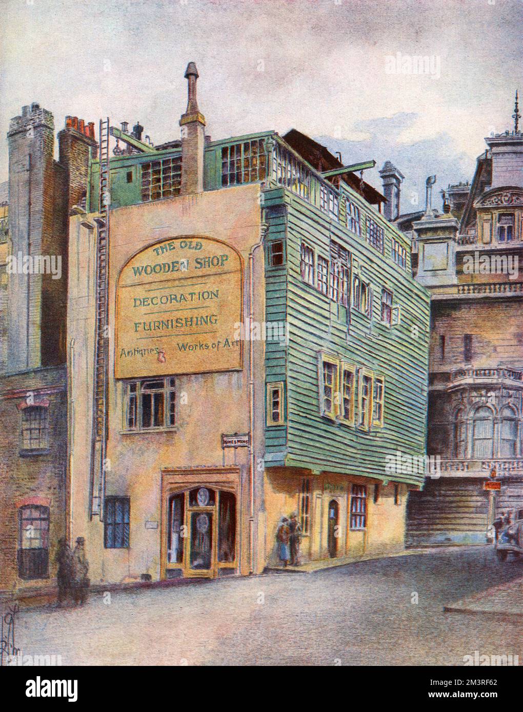 Vecchio negozio di legno all'angolo di Charles Street, Mayfair Foto Stock