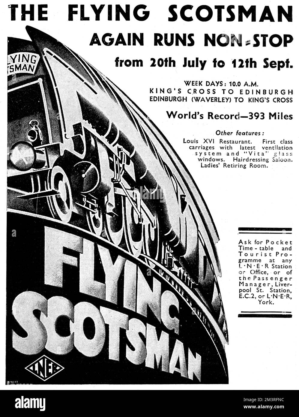 Pubblicità per The Flying Scotsman Foto Stock