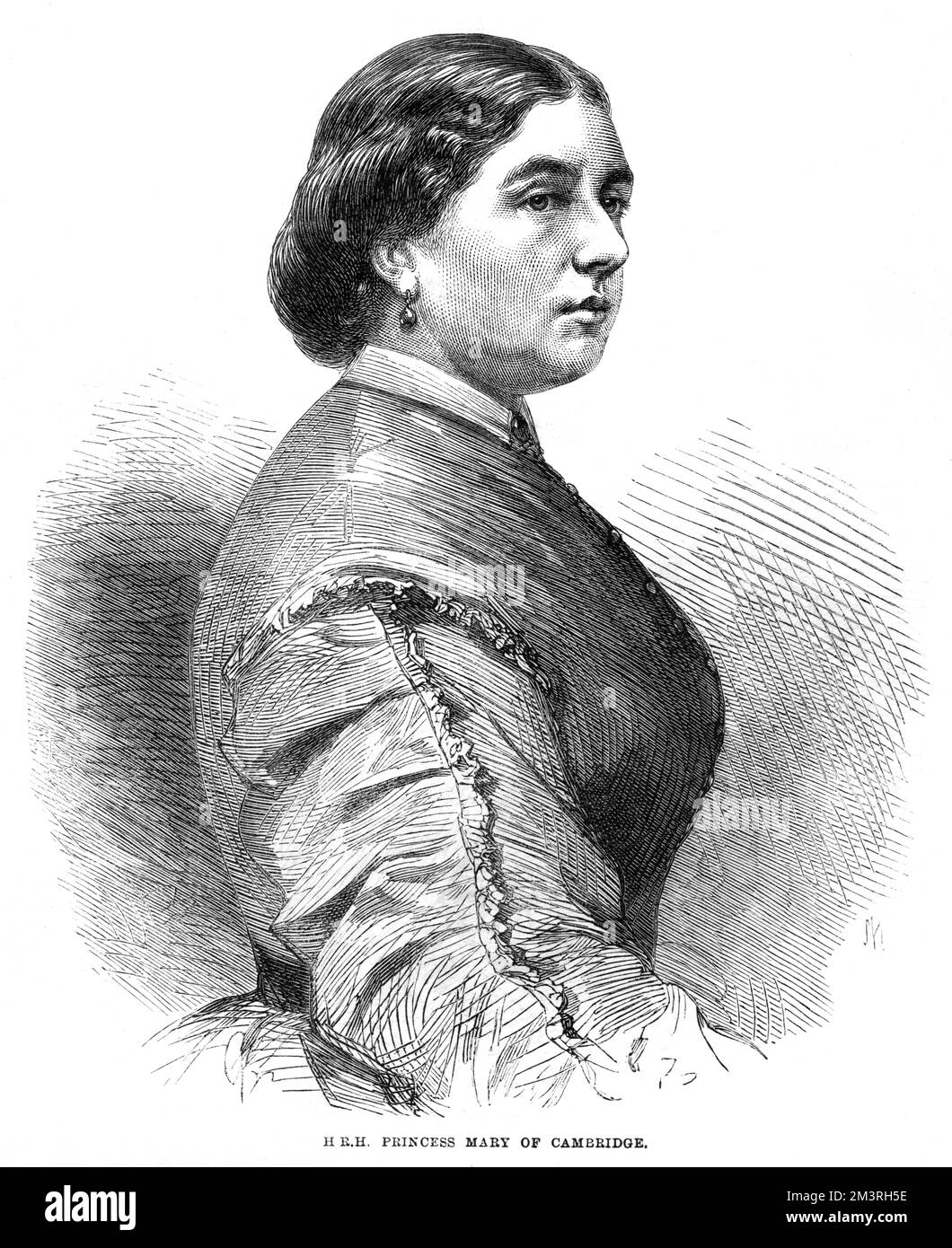 Principessa Mary Adelaide di Cambridge (1833-1897), successivamente Duchessa di Teck, figlio più giovane di Adolfo, Duca di Cambridge, nipote di Giorgio III e cugina della Regina Vittoria, raffigurata all'età di 32 anni. Sposò il Principe Francesco di Teck a San La Chiesa di Anna a Kew (la sua casa d'infanzia) il 12 giugno 1866. La coppia ebbe quattro figli, il più grande dei quali fu la principessa May of Teck, la futura regina Maria, consorte di re Giorgio V. affettuosamente conosciuta dal pubblico come 'Fat Mary', per la sua considerevole cintura, era un membro popolare della famiglia reale e si è impegnata in numerose caritie Foto Stock