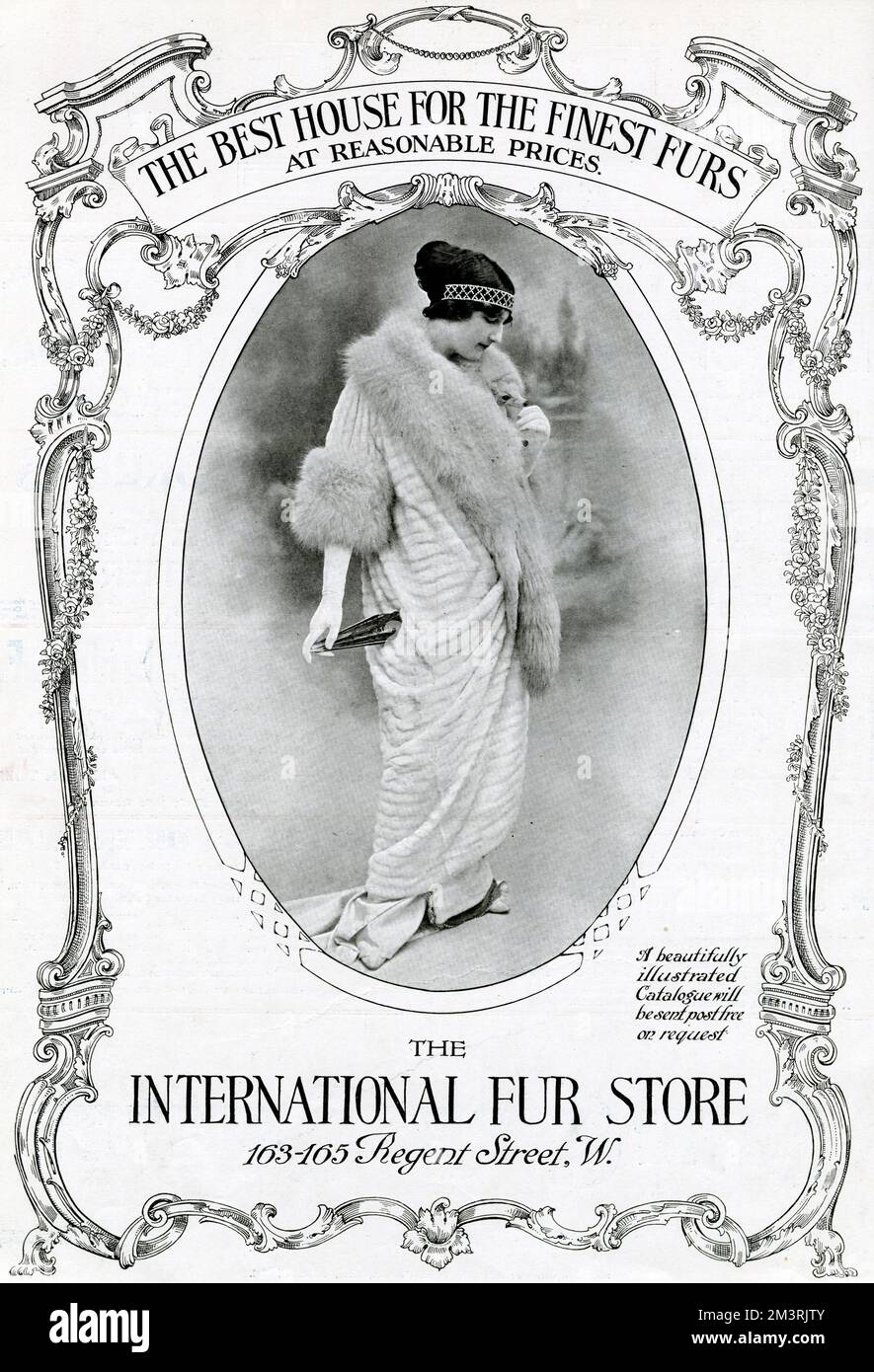 Pubblicità per International Fur Store, cappotto da teatro 1913 Foto Stock