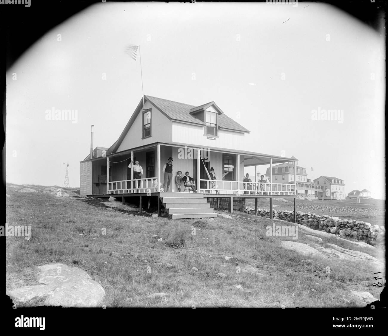Salem, Baker's Island, Lillian Cottage, cabine. Frank Cousins Collezione di negativi in lastra di vetro Foto Stock