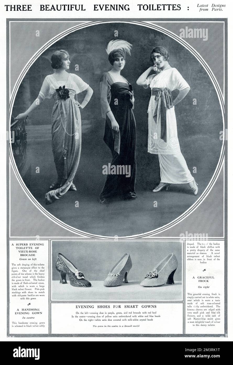 L'ultimo abbigliamento da sera per le donne di Parigi. 1913 Foto Stock