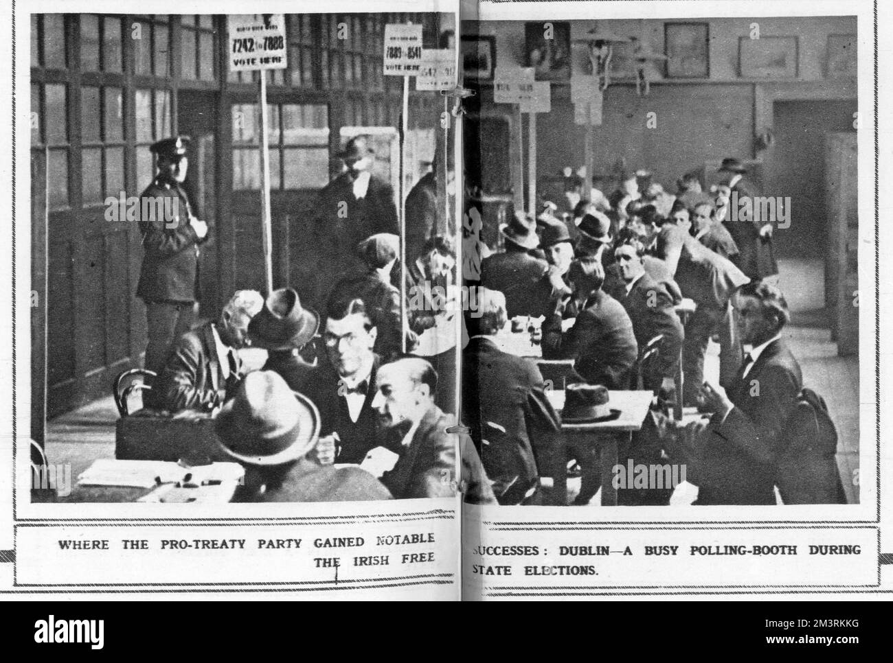 Un'area di voto molto frequentata a Dublino, durante le elezioni irlandesi del libero Stato. 1922 Foto Stock