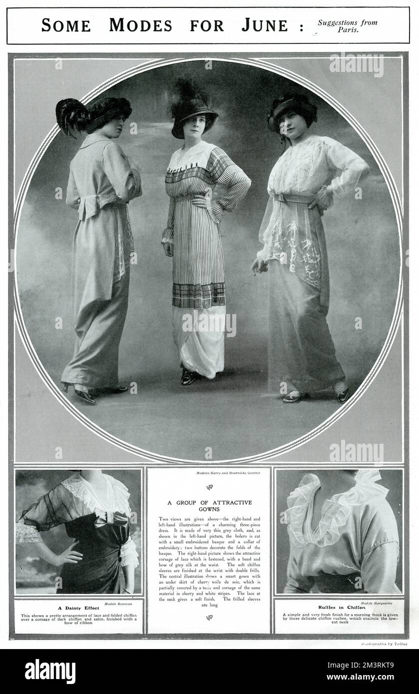 Donna modelli che indossano abiti attraenti inizio estate. Data: 1913 Foto Stock