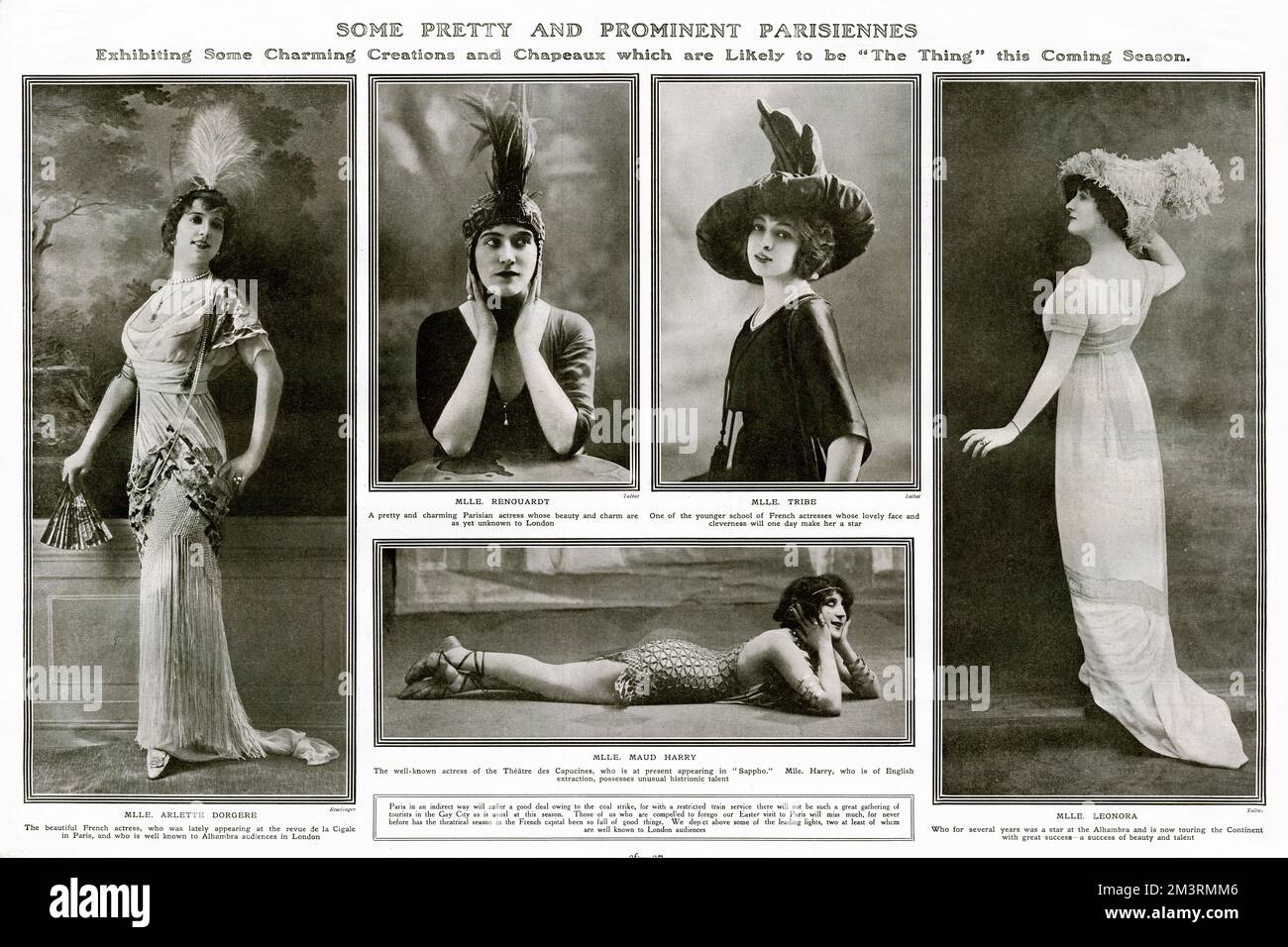 Parisenne attrici modellare gli indumenti che sono stati la 'cosa' per la prossima stagione. Aprile 1912 Foto Stock