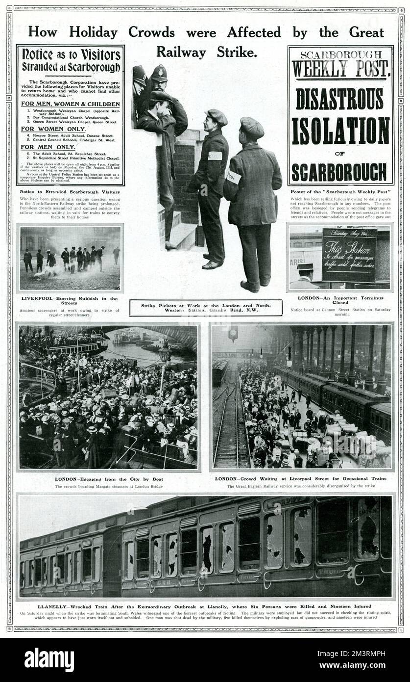 Sciopero ferroviario 1911: Affollamento delle festività Foto Stock