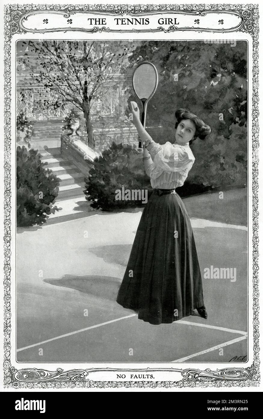 Blanche Stocker, modellante abbigliamento adatto per giocare a tennis. 1906 Foto Stock