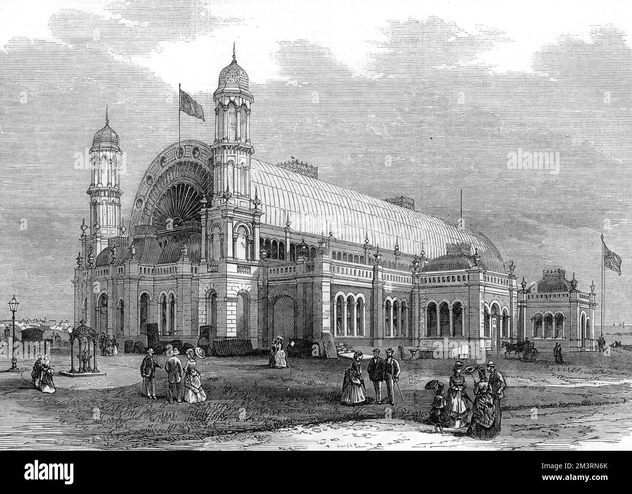 L'esterno del Sydney Exhibition Building, costruito nel Prince Alfred Park, Sydney, qui raffigurato nel 1872 all'epoca del New South Wales Agricultural Exhibition. Data: 1872 Foto Stock