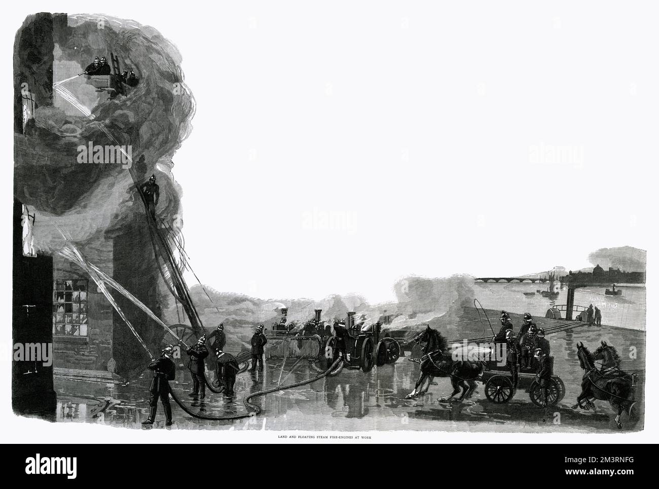 Motori antincendio al lavoro 1888 Foto Stock