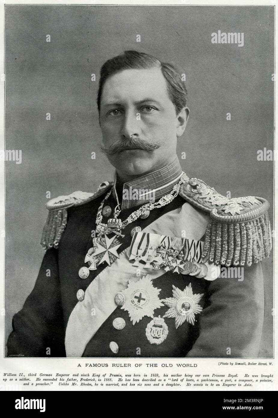 Kaiser Wilhelm II (1859 - 1941), Imperatore tedesco (Kaiser) e Re di Prussia, governò l'Impero tedesco e il Regno di Prussia dal 15 giugno 1888 al 9 novembre 1918. Data: 1899 Foto Stock