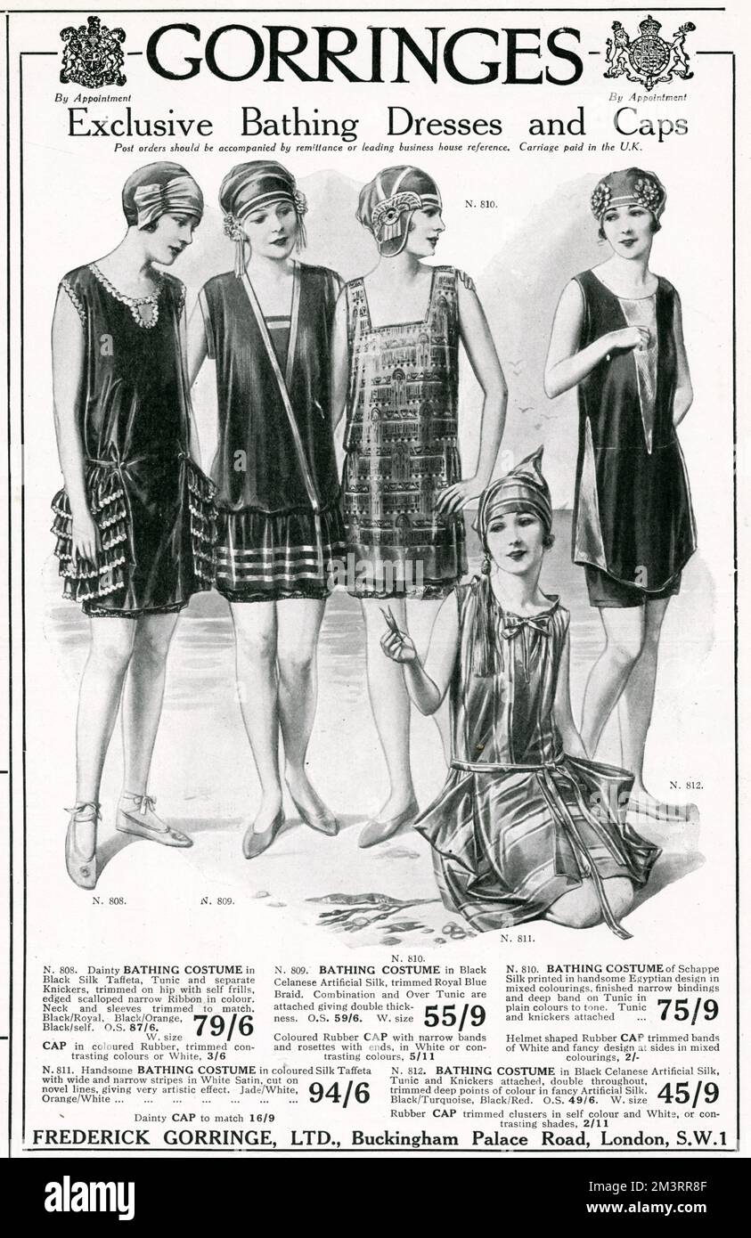 Pubblicità per abiti da bagno da donna Gorringes 1924 Foto Stock