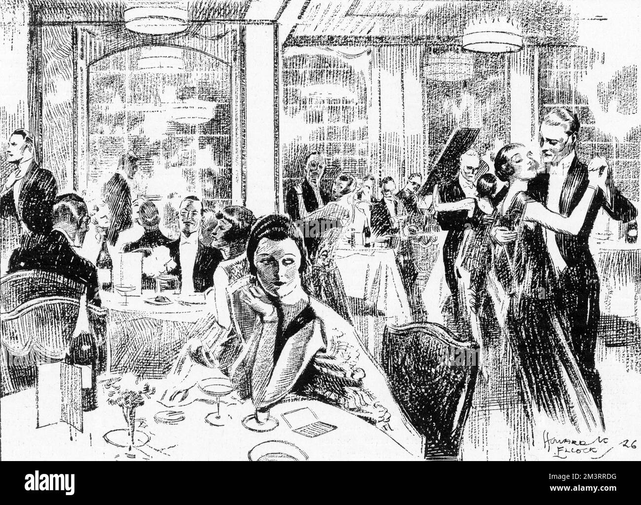 Una cena danzante in corso al Kettner's nel 1926. Il Bystander scrive, 'in questo famoso ristorante, che ora ha riconquistato la popolarità che lo ha reso così stabilito un successo nel periodo edoardiano, non si svolge musica a pranzo o a cena. È solo a cena che la danza e la musica, sotto la guida di Jack Hylton, reggono." Data: 1926 Foto Stock
