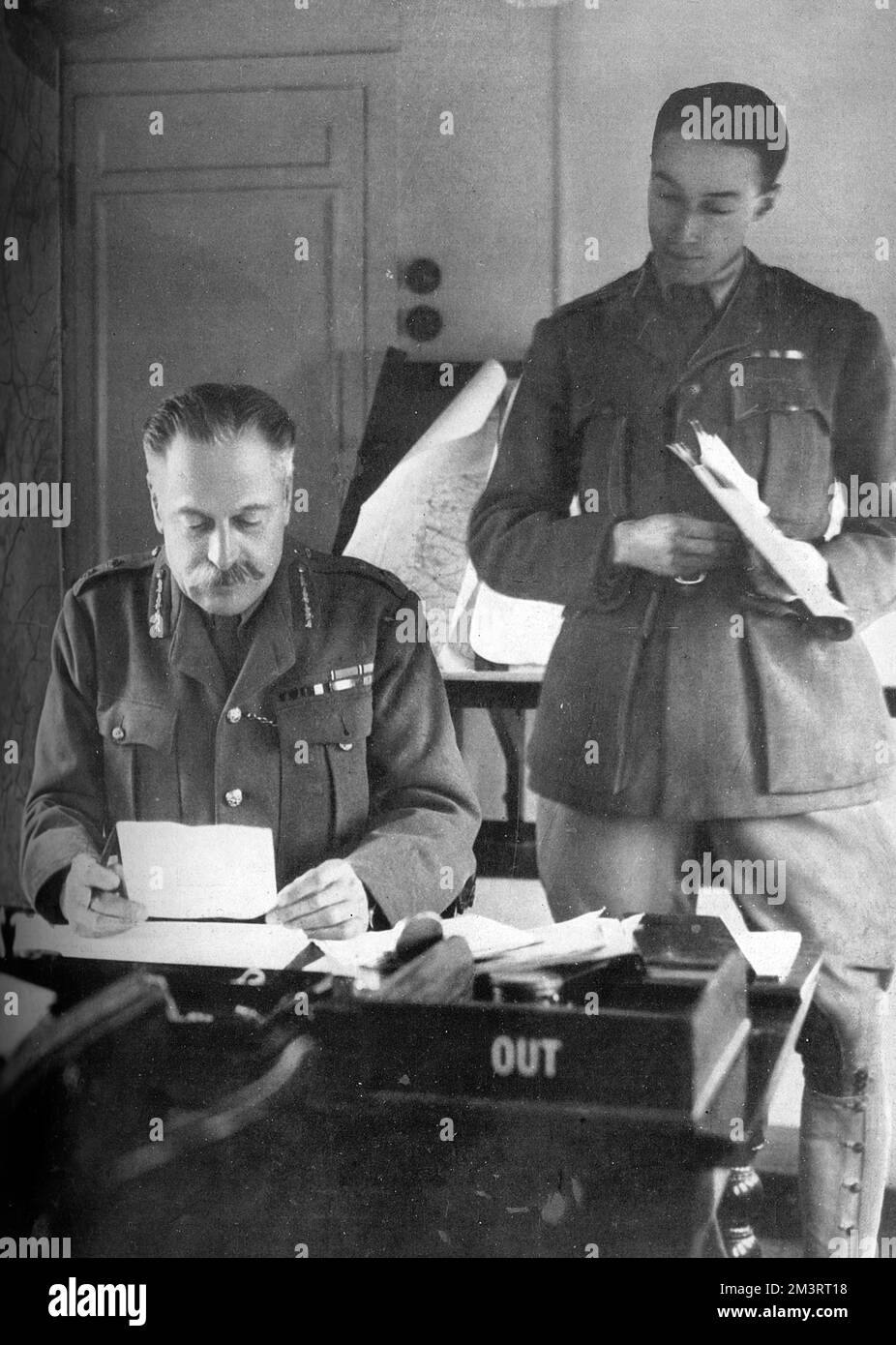 Sir Douglas Haig in ufficio privato sul treno avanzato GHQ Foto Stock