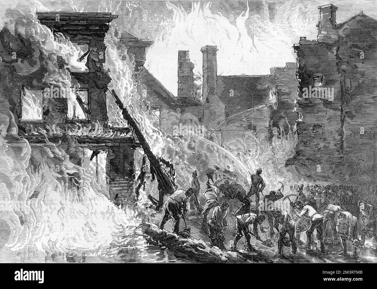 Il grande incendio a Dublino in un magazzino di whisky Foto Stock