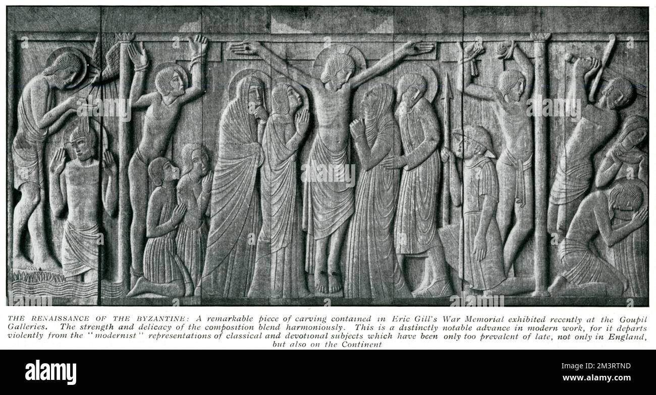 Pannello di Eric Gill mostrato presso Goupil Galleries Foto Stock