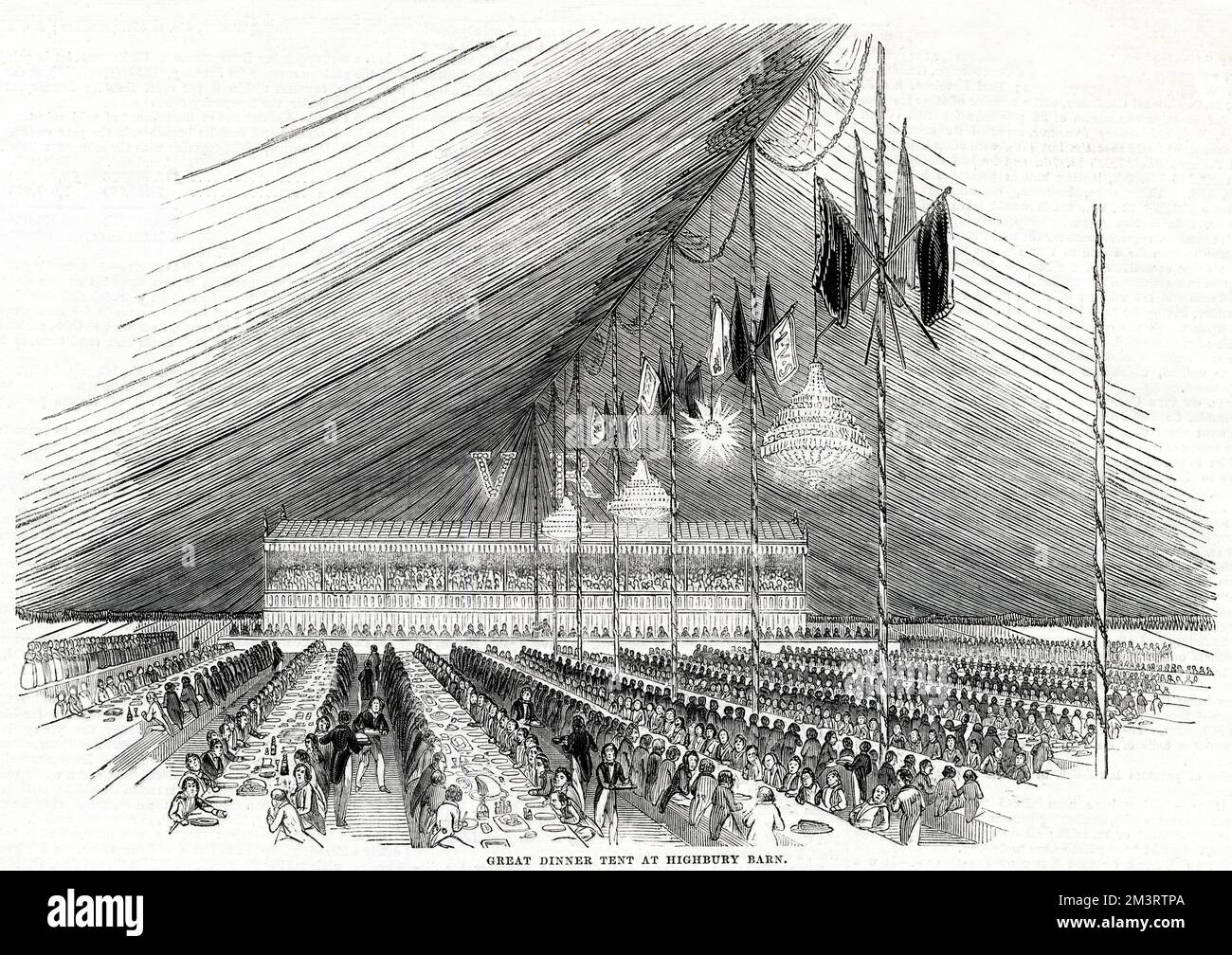 La grande tenda per la cena a Highbury Barn per il Grand Annual Festival dei Victuallers. 1842 Foto Stock