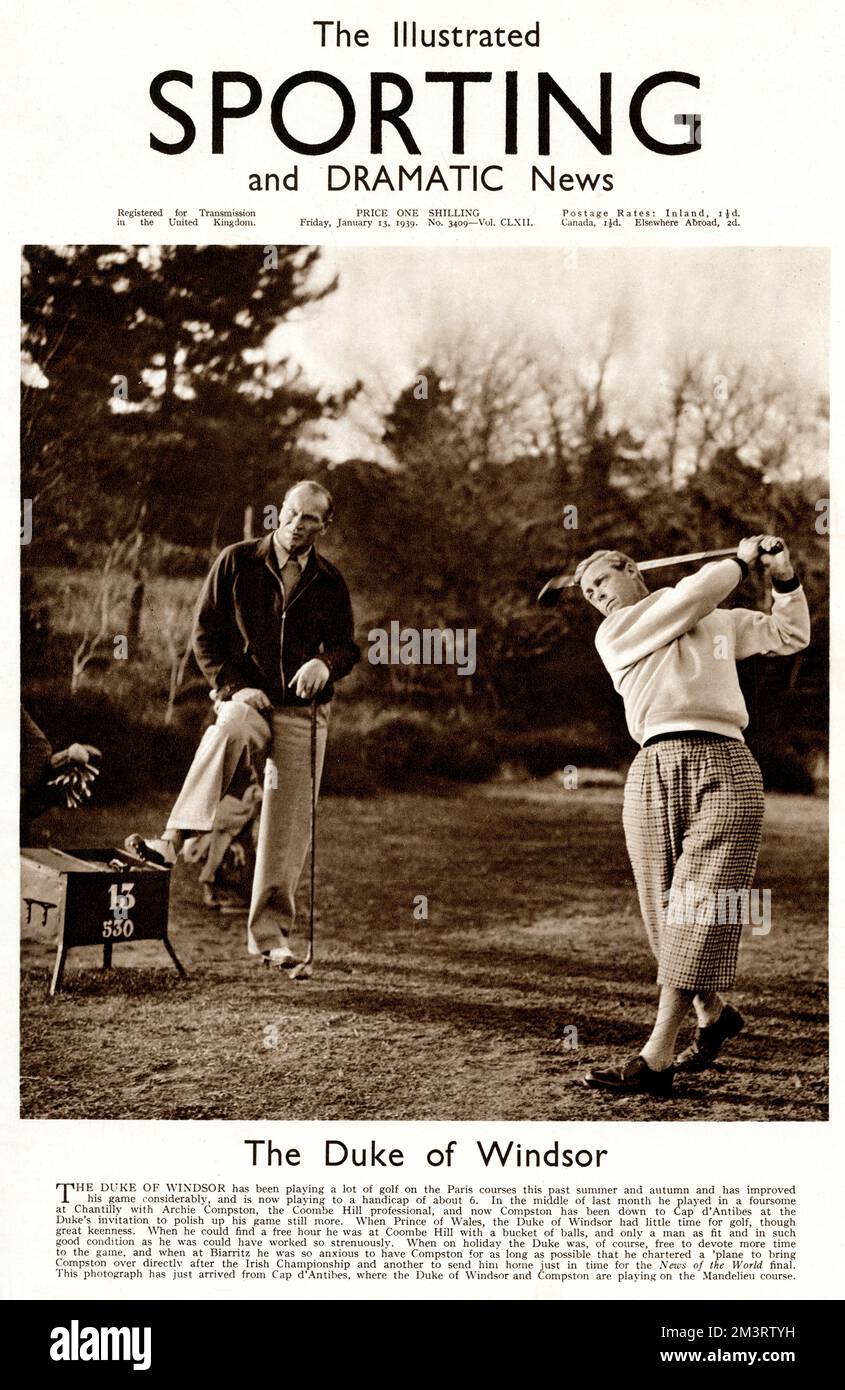 Il Duca di Windsor gioca a golf a Cap D'Antibes Foto Stock