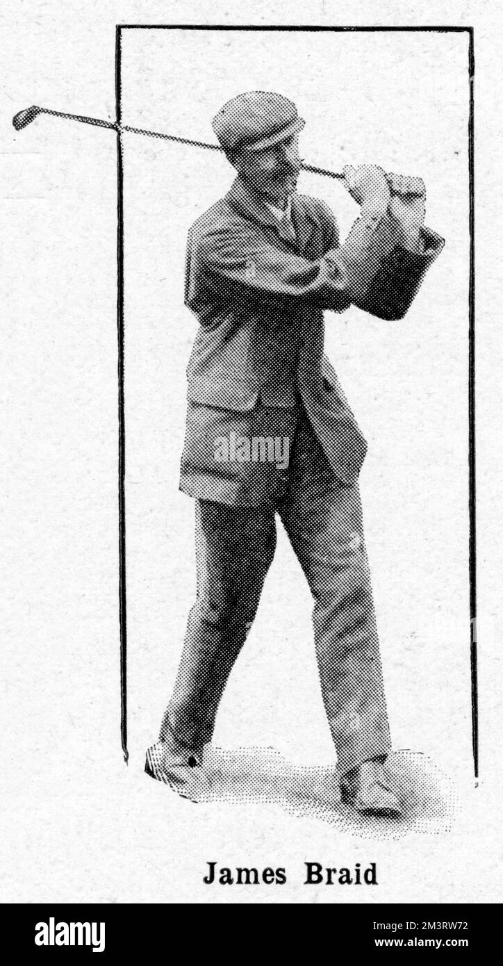 James Braid (1870 - 1950), vincitore per la quarta volta dei Campionati Open. Data: 1908 Foto Stock