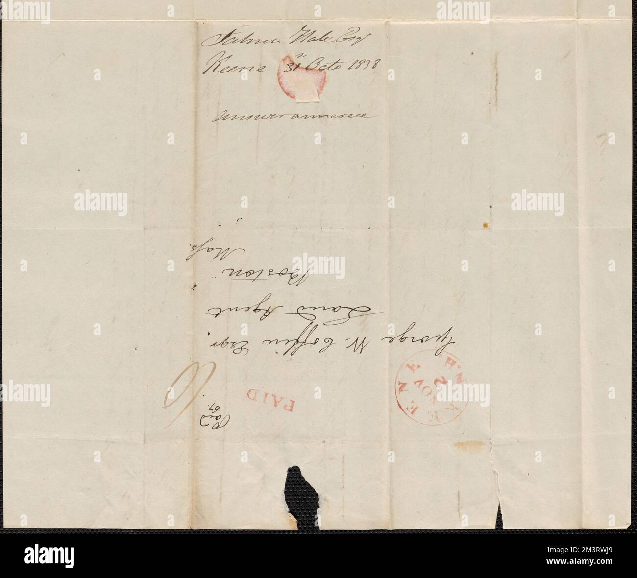 Salmon Hale to George Coffin, 31 ottobre 1838 , vendite pubbliche di terreni, Stati Uniti, Massachusetts, Politica e Governo, 1775-1865, Maine, Politica e Governo, 1775-1865, Stati Uniti, Storia, Rivoluzione, 1775-1783, Reclami, Canada, Frontiere, Stati Uniti Foto Stock