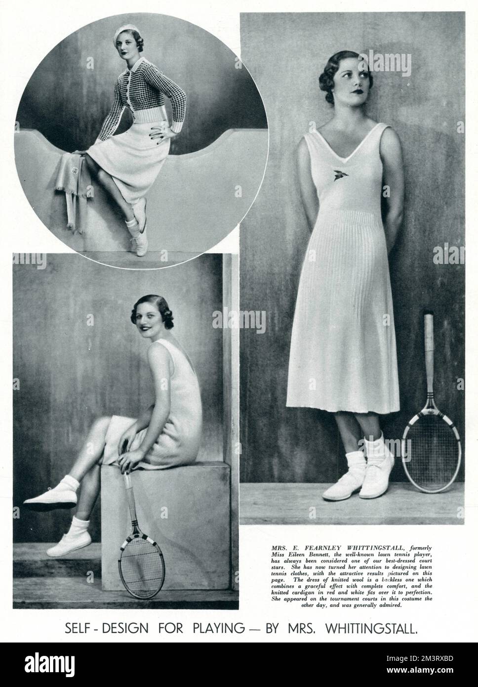 Abiti da tennis disegnati da Mrs Fearnley Whittingstall Foto Stock