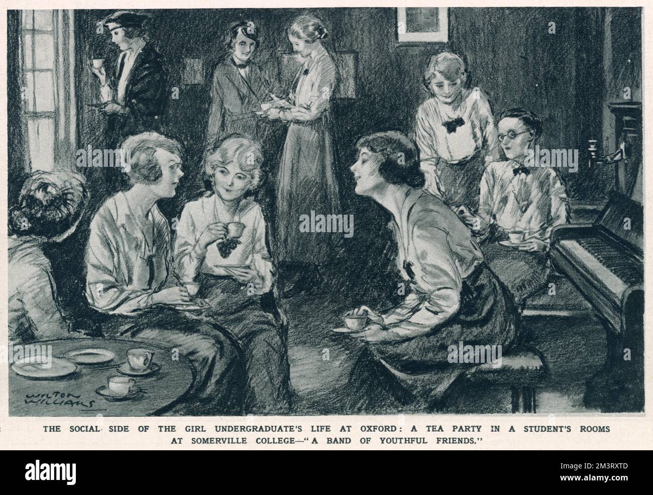 Tea Party studentessa universitaria 1920 Foto Stock