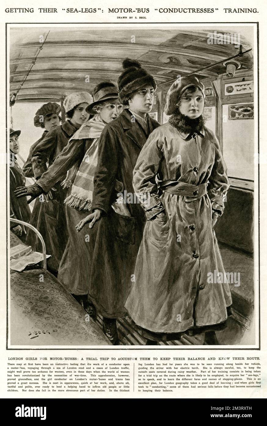 Donne che si allenano a diventare condutture per bus a motore 1917 Foto Stock