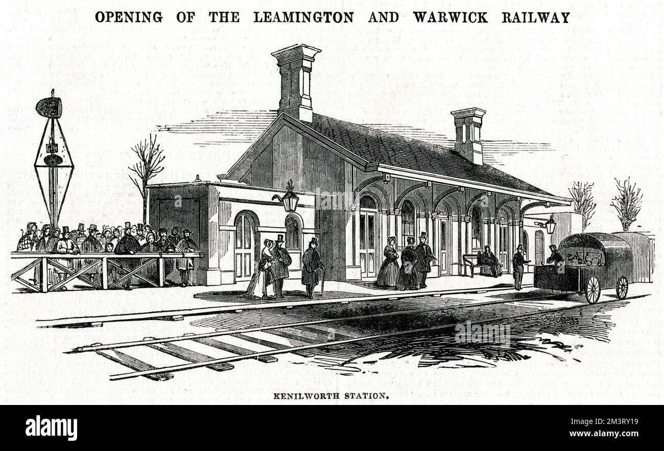 Stazione ferroviaria di Kenilworth, Warwickshire, sulla linea ferroviaria di Leamington e Warwick. Data: 1844 Foto Stock