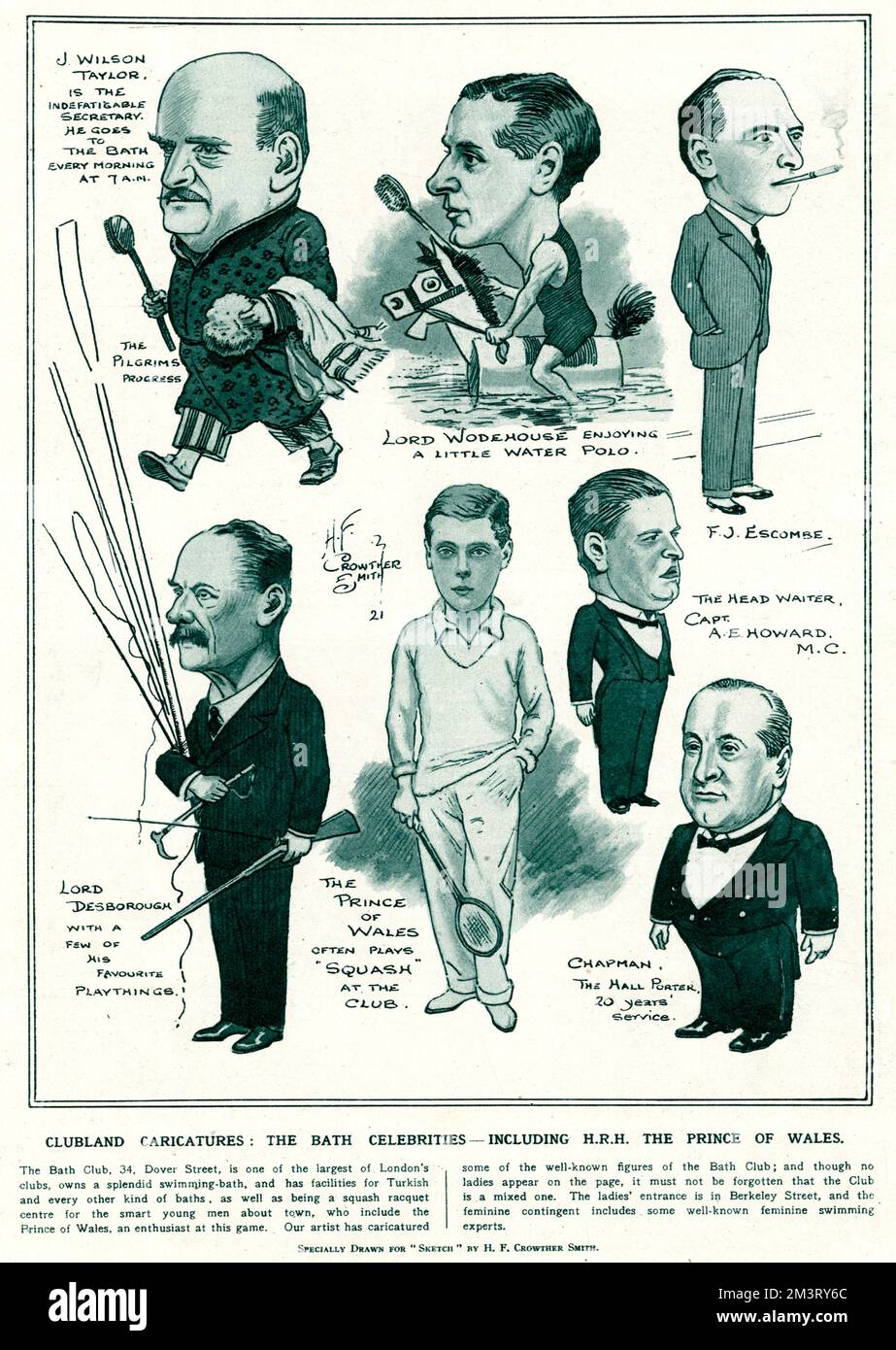 Caricature di Clubland: The Bath Celebrities 1921 Foto Stock