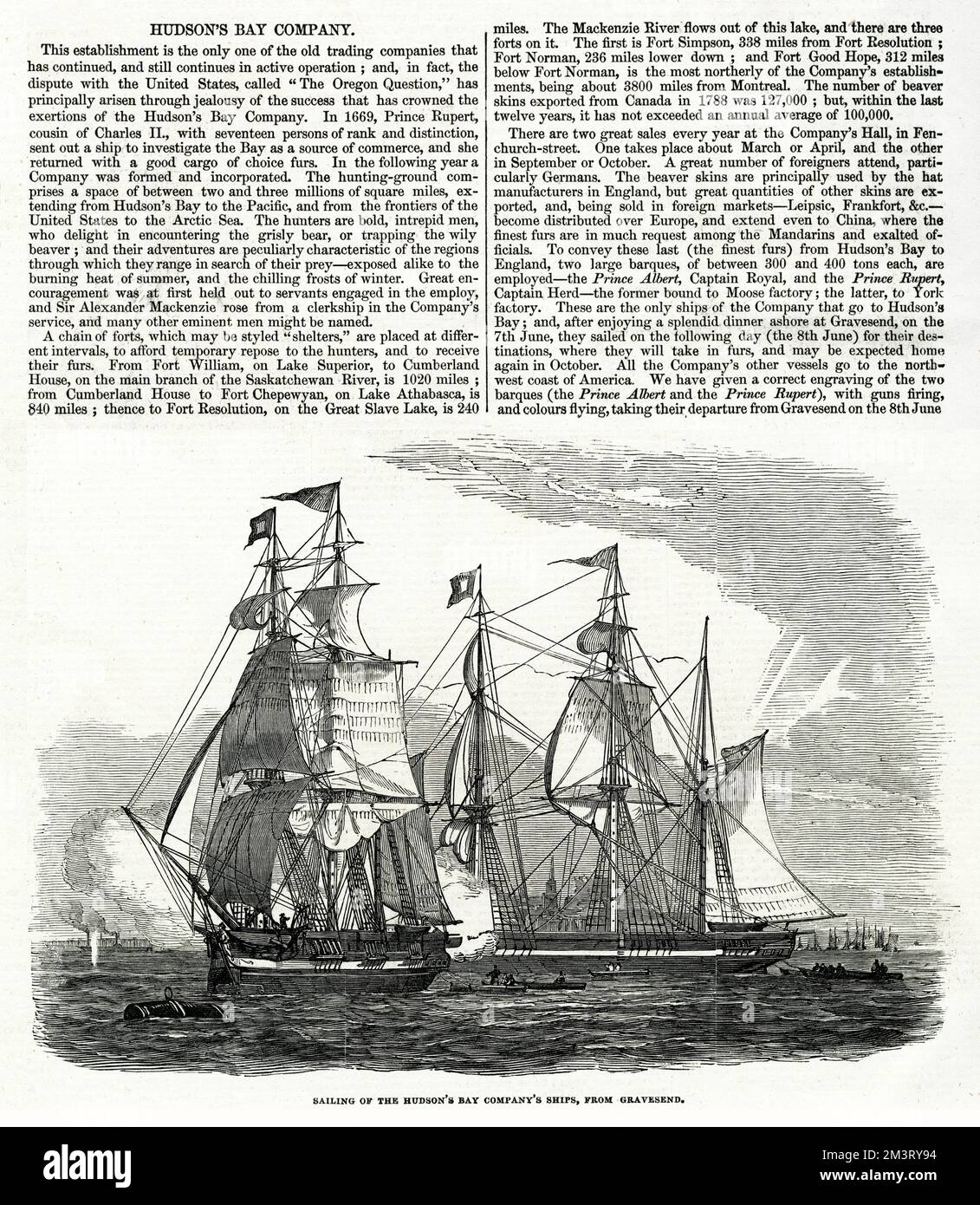Articolo e incisione dal notiziario illustrato di Londra sulla Hudson's Bay Company. Data: 1845 Foto Stock