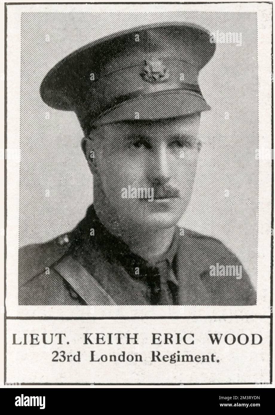 WW1 - tenente Keith Eric Wood - 23rd London Regiment - Roll of Honour in The Graphic 3rd luglio 1915. Data: 1915 Foto Stock