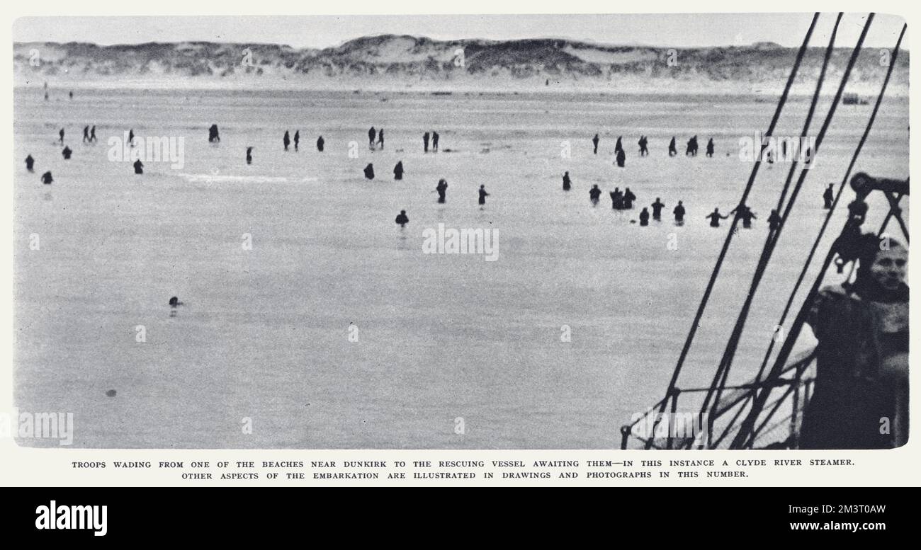 Truppe vicino a Dunkerque durante l'evacuazione, seconda guerra mondiale Foto Stock