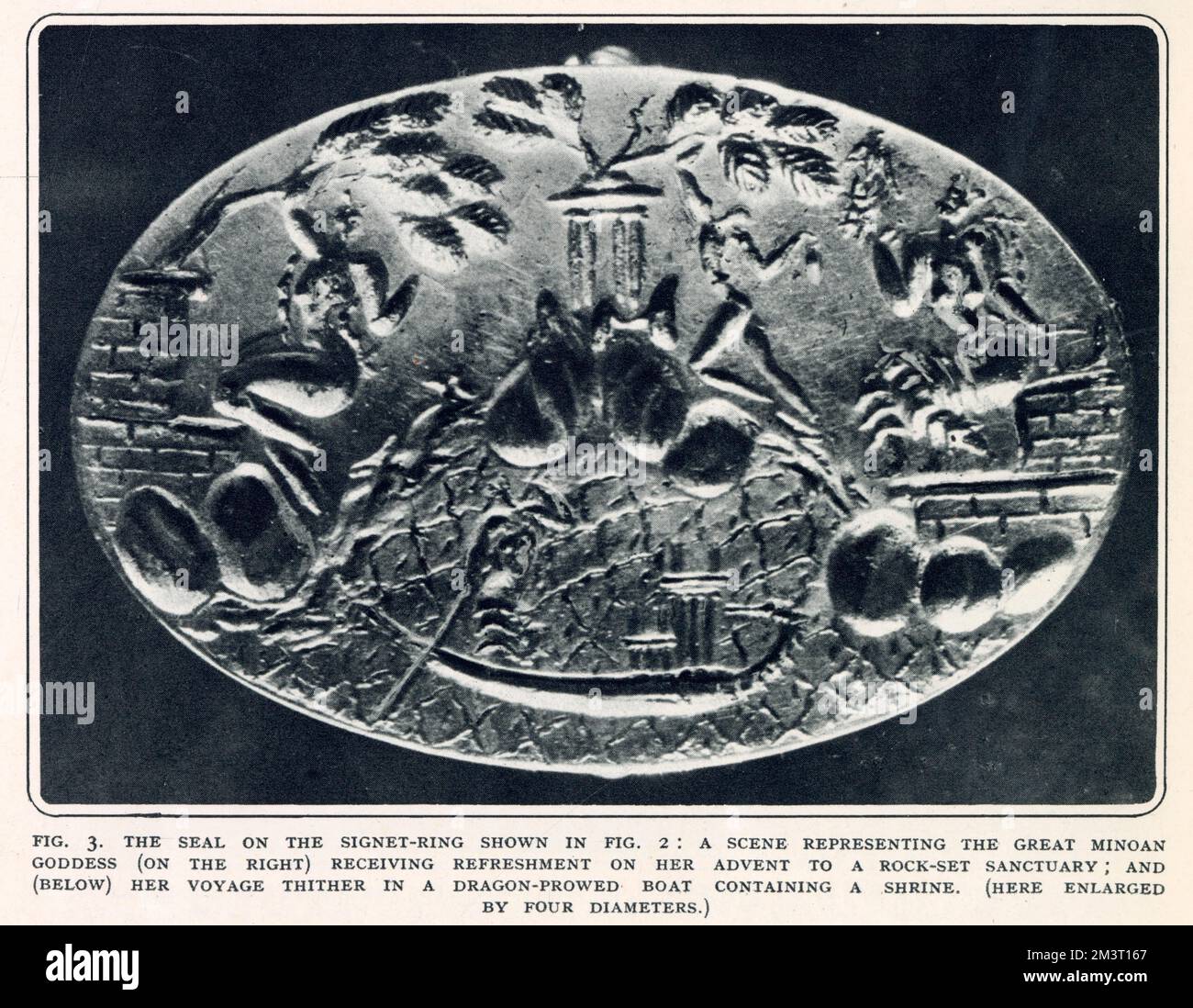 Il sigillo di un anello di cartello minoico reale trovato a Cnosso a Creta. Foto Stock