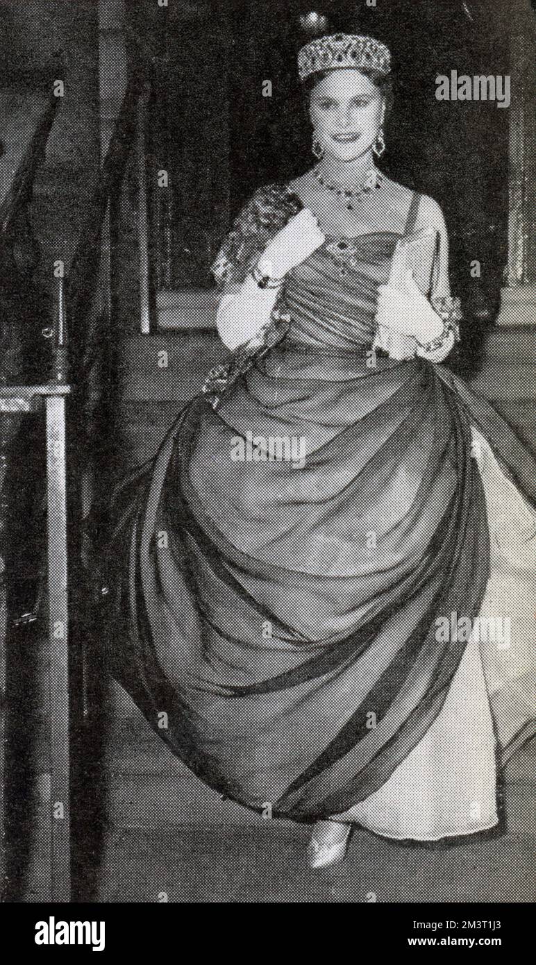 La contessa di rosse, Madre dello sposo in un abito di organza bianco e nero disegnato da Victor Stiebel - matrimonio della principessa Margaret con Anthony Armstrong-Jones. Foto Stock