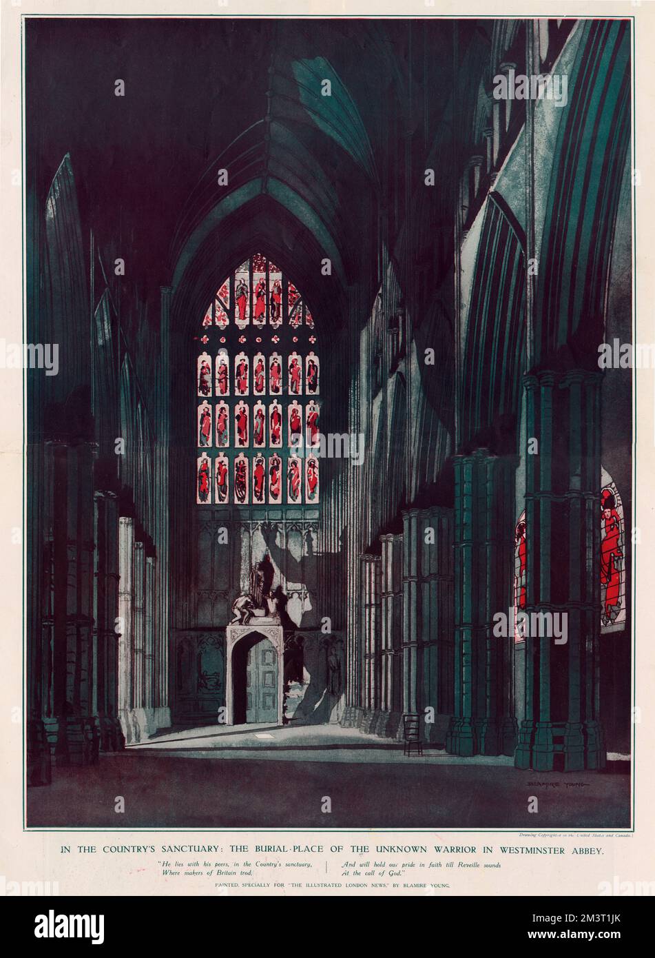 Nel santuario del Paese: Il luogo di sepoltura del Guerriero Sconosciuto nell'Abbazia di Westminster di William Blamire Young (1862 - 1935). Foto Stock
