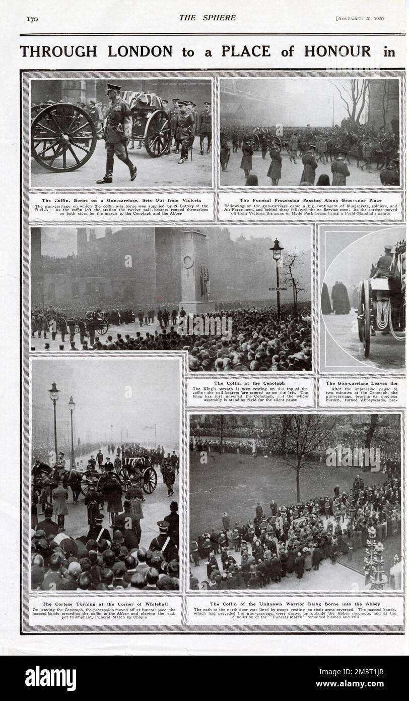 Processione dei Guerrieri sconosciuti attraverso Londra 1920 Foto Stock
