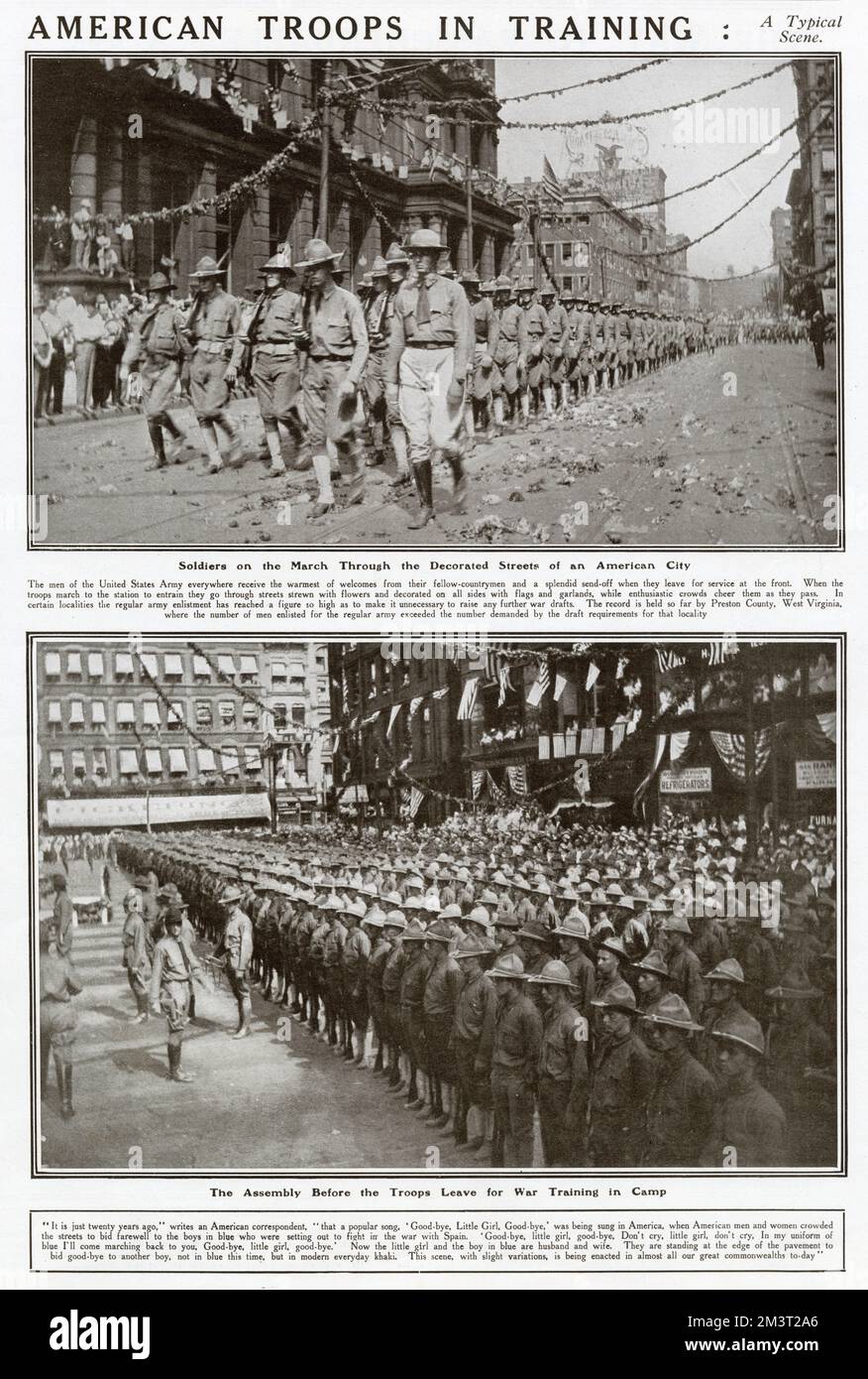 Truppe americane in partenza per il campo di addestramento alla guerra 1917 Foto Stock