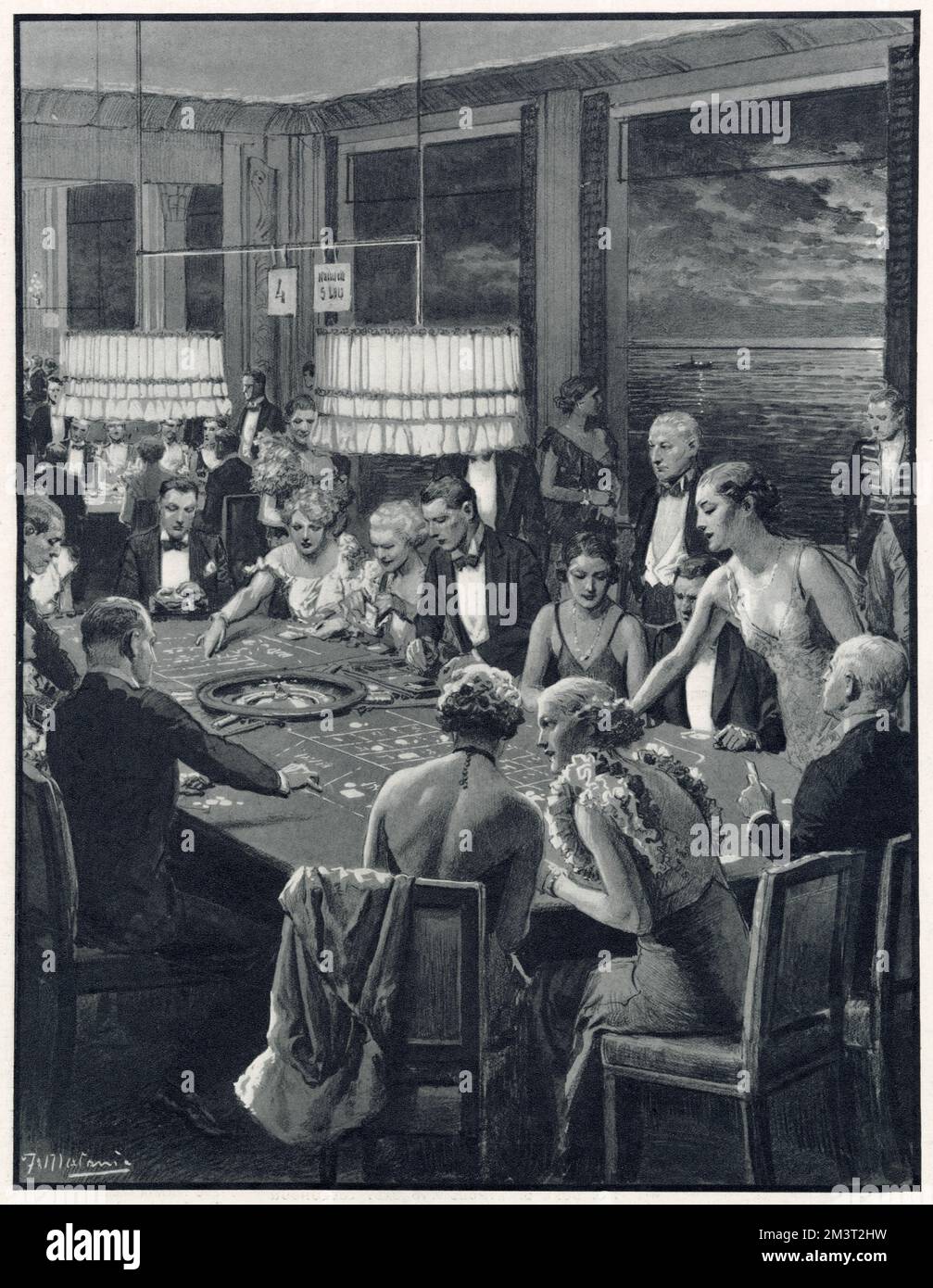 Il gioco d'azzardo si svolge su una terrazza in una serata estiva a Monte Carlo. Foto Stock