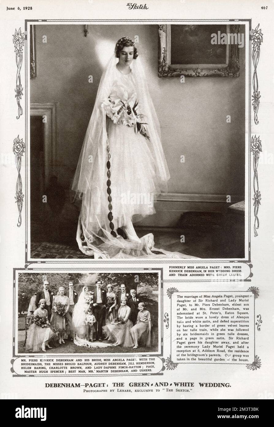 Debenham-Paget: Il matrimonio verde e bianco Foto Stock