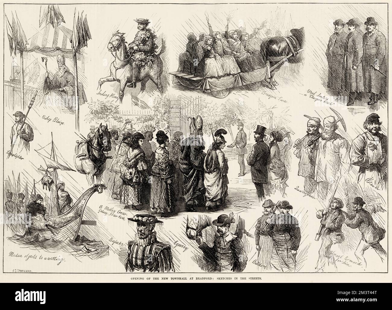 Apertura del nuovo municipio a Bradford, scene per le strade Foto Stock