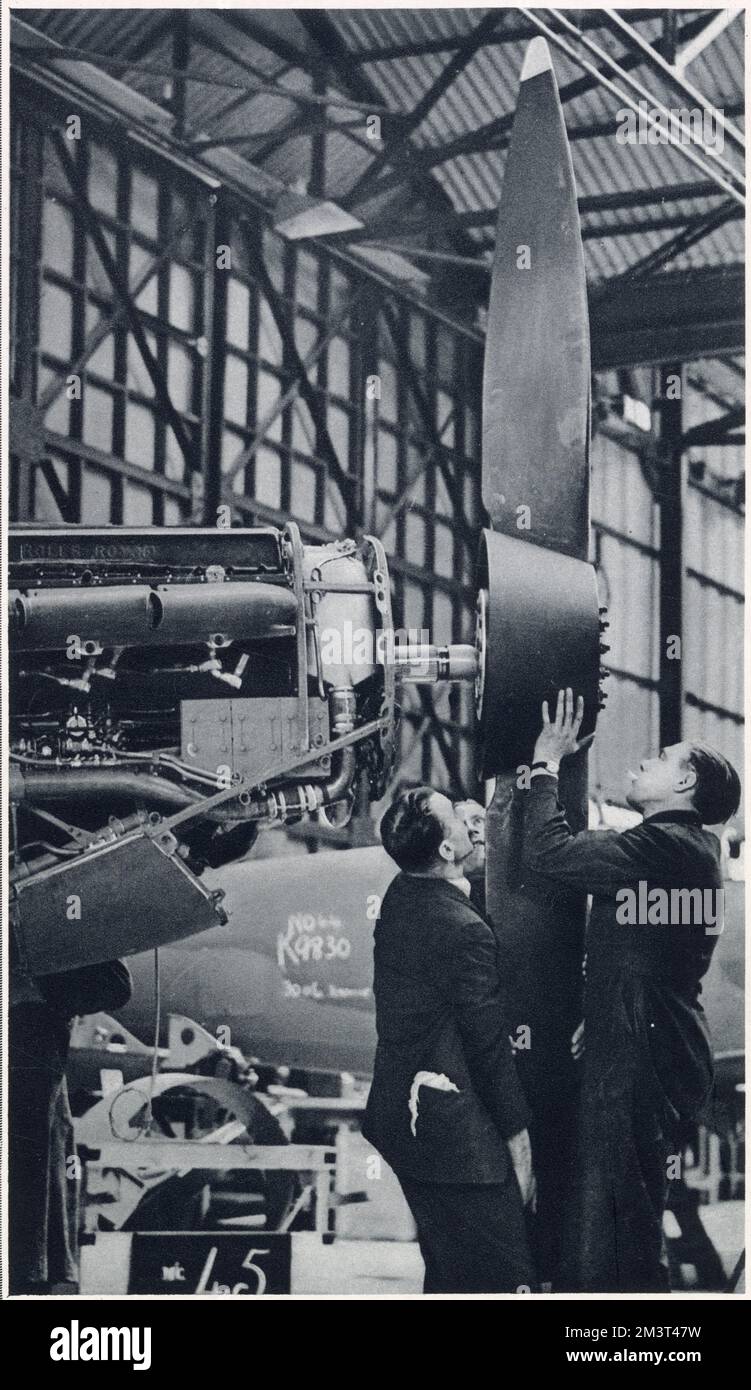 Elica in fase di messa, quasi l'ultima fase della costruzione nel laboratorio di Vickers-Supermarine opere, Southampton, Gran Bretagna. Data: Febbraio 1939 Foto Stock