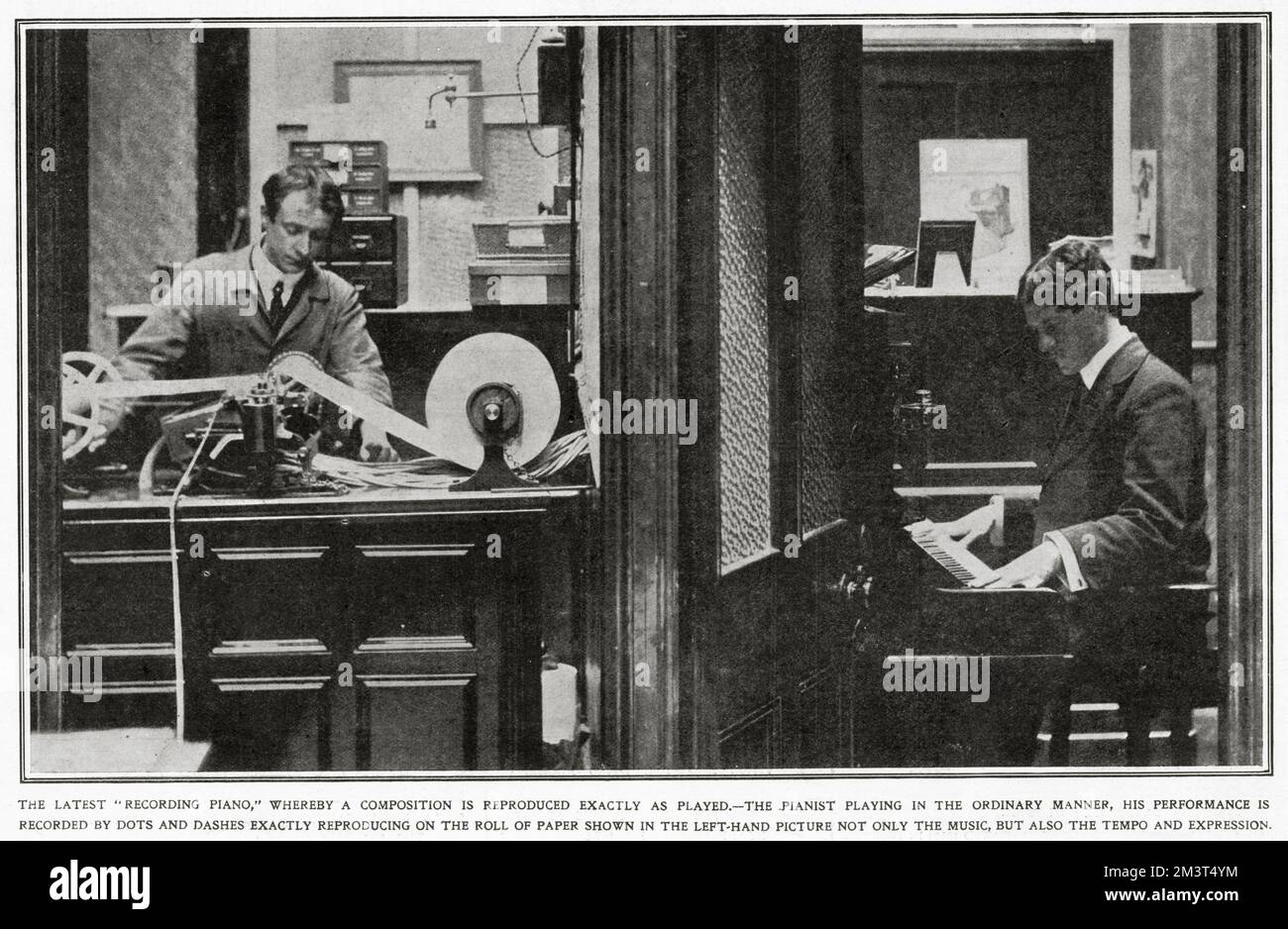 Registrazione di musica per pianoforte su Paper Rolls 1909 Foto Stock